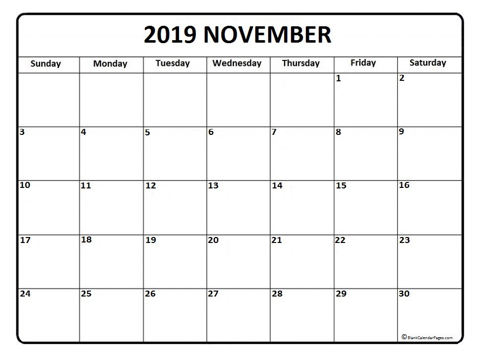 November 2019 calendar November 2019 calendar printable