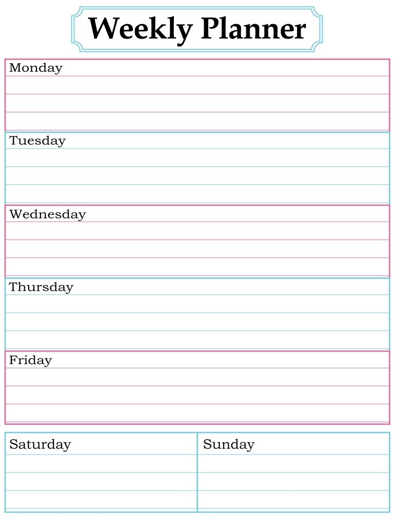 cute printable weekly calendar template calendar