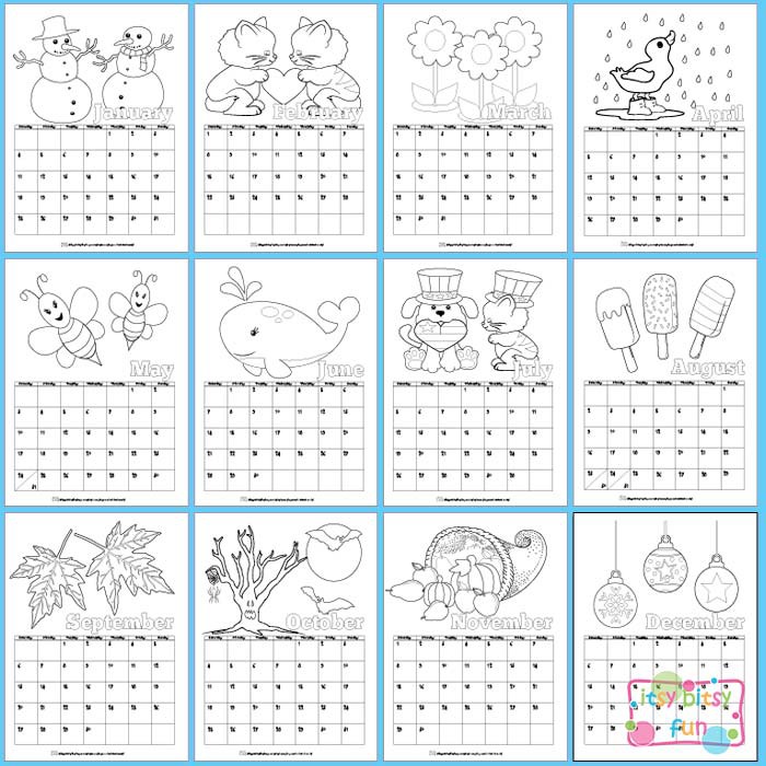 printable calendar for kids 2018 itsy bitsy fun