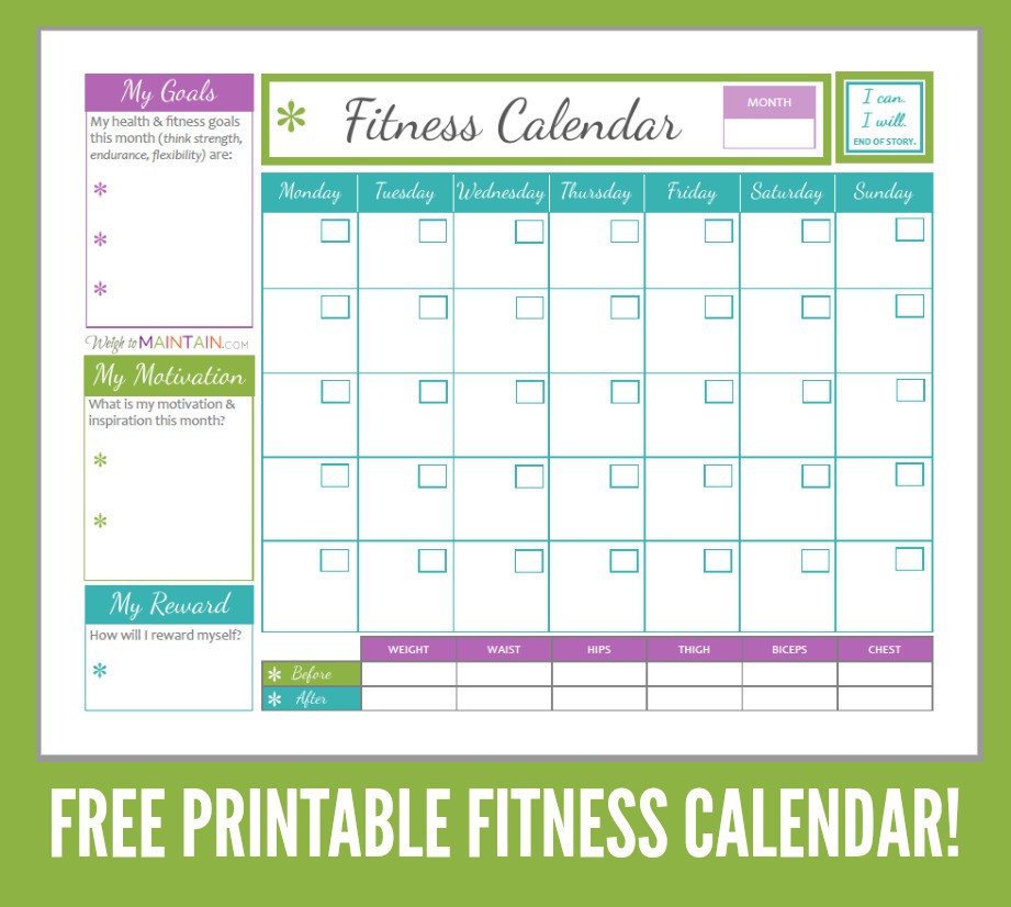 december fitness calendar printable weigh to maintain