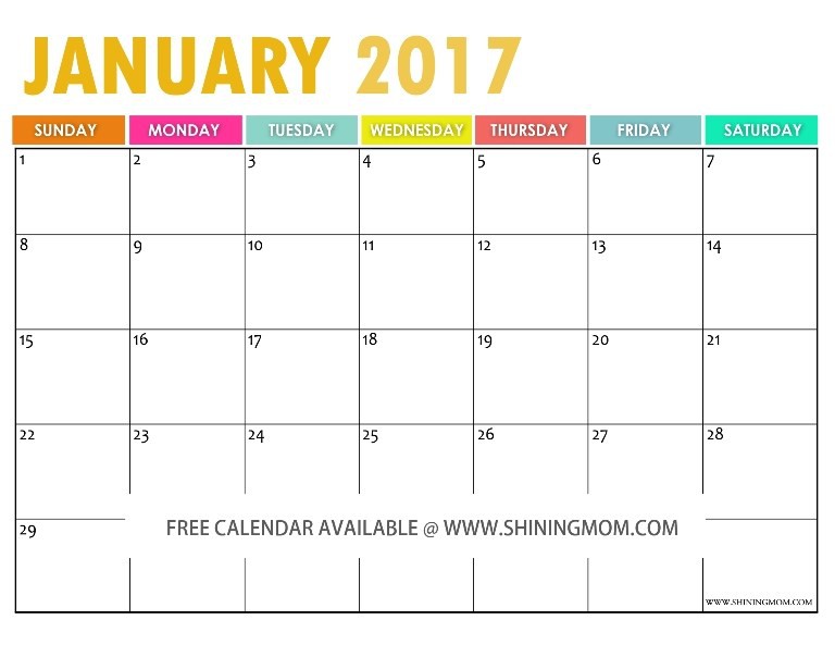 the free printable 2017 calendar by shining mom