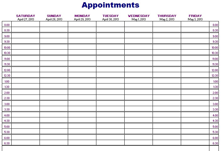7 best images of free printable monthly appointment