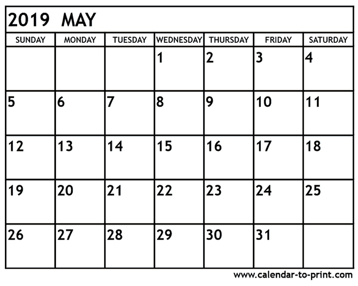 may 2019 calendar monthly printable calendar