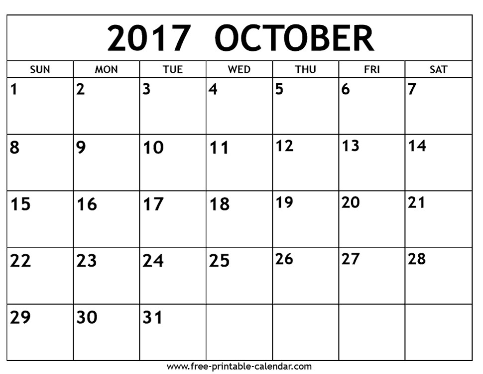 october 2017 calendar free printable calendar com