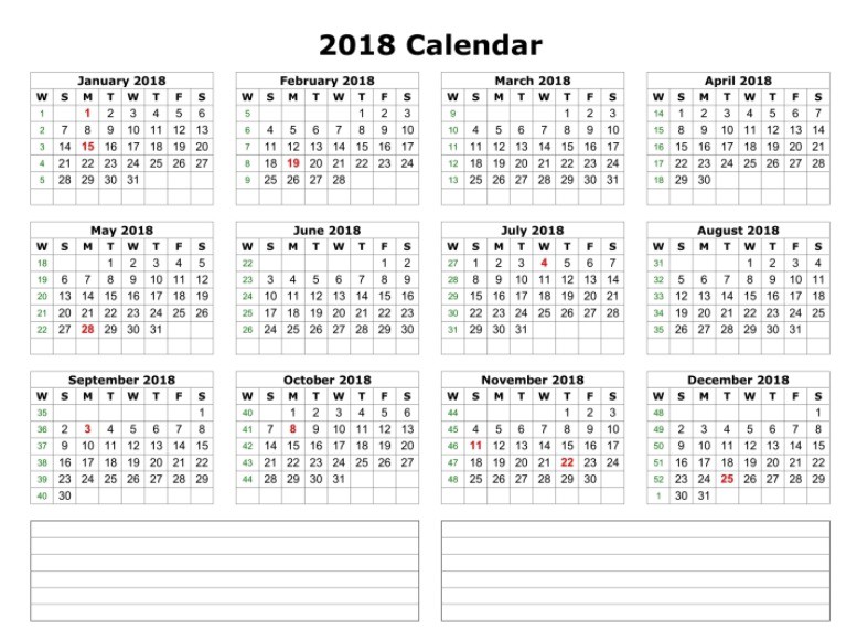 calendar 2018 printable one page calendar 2018