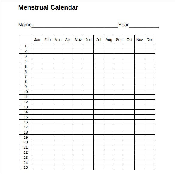 12 menstrual calendar templates samples examples