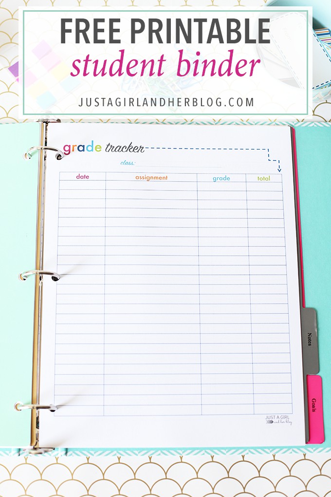 printable student binder just a girl and her blog