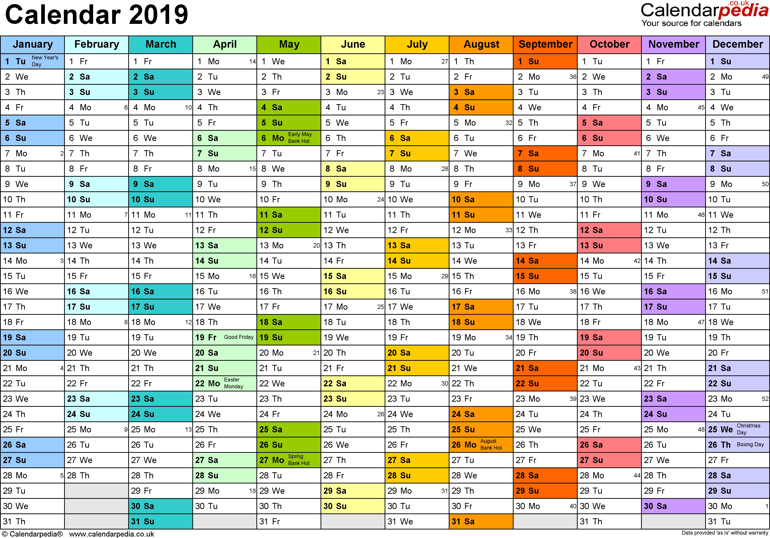 calendar 2019 uk 16 free printable pdf templates