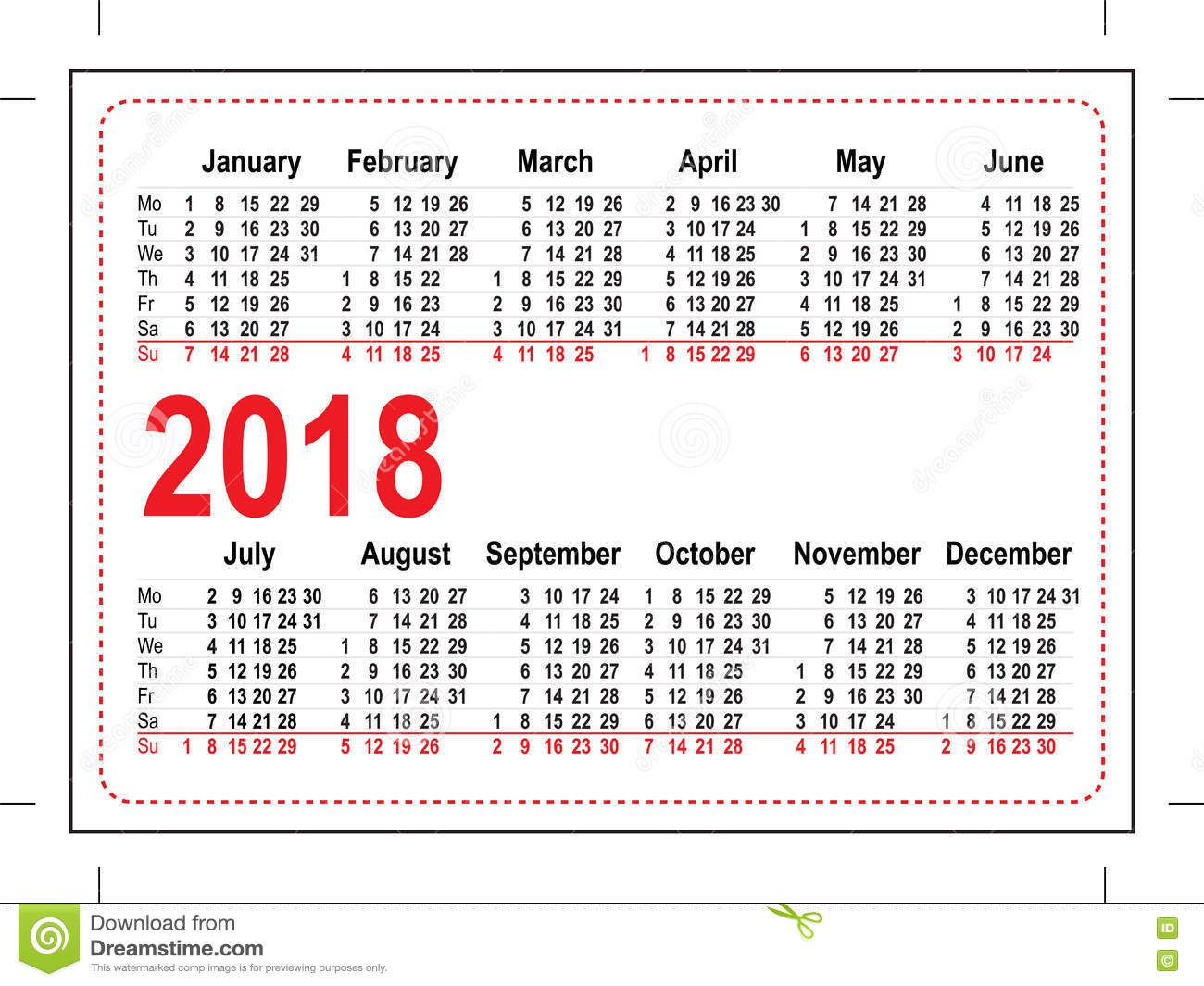 2018 pocket calendar templates free printable