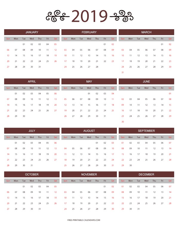 12 month colorful calendar for 2019 free printable calendars