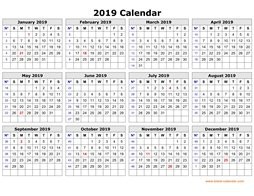 printable calendar 2019 free download yearly calendar
