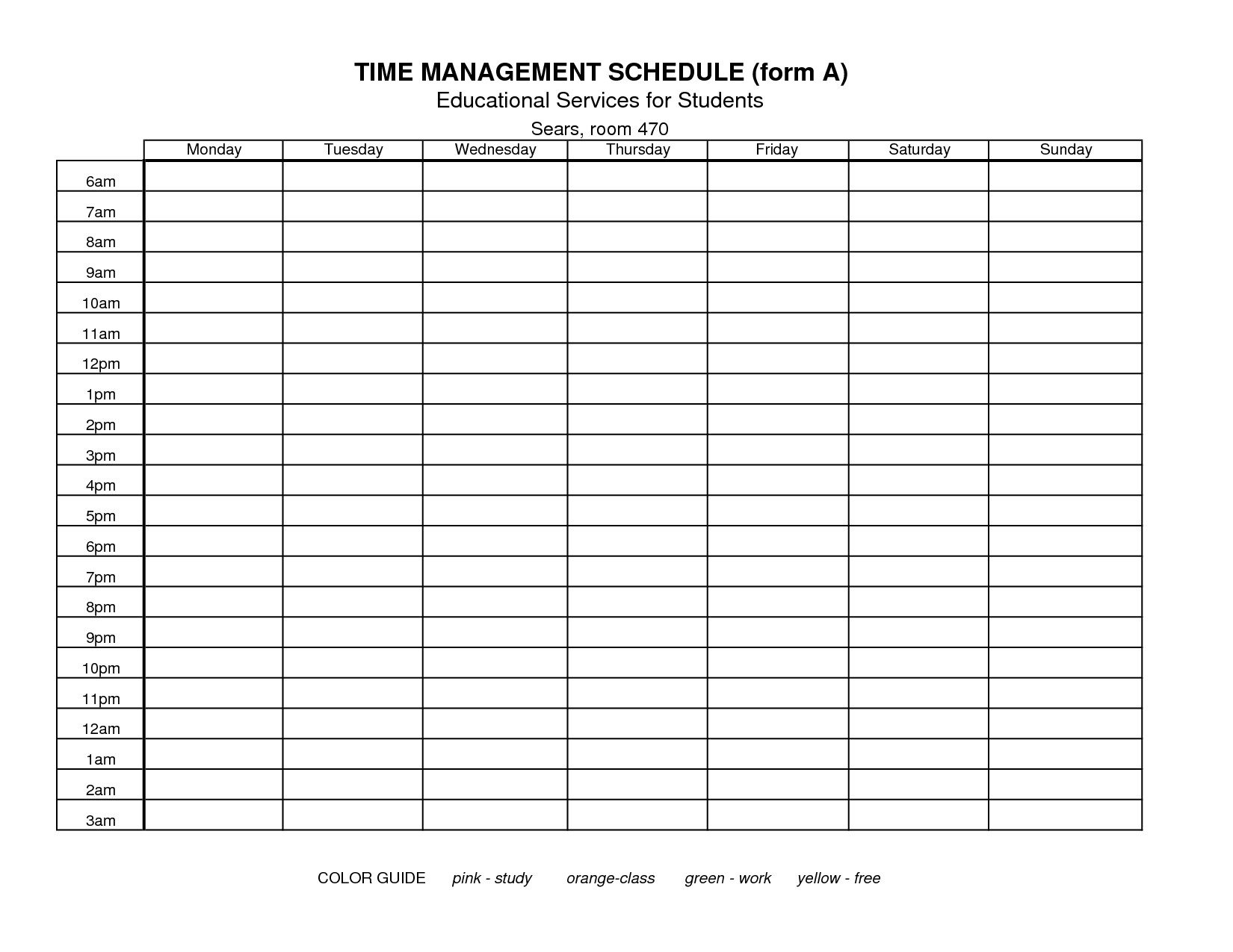 8 best images of free printable time management schedules