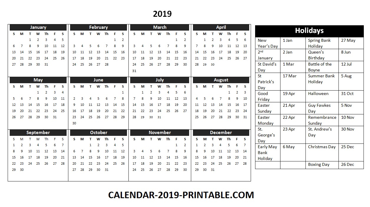 2019 Calendar Printable Templates Word Excel Wallpapers