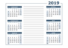 2019 calendar template year at a glance free printable