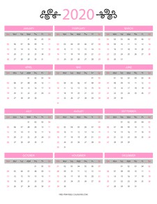 12 month colorful calendar for 2020 free printable calendars