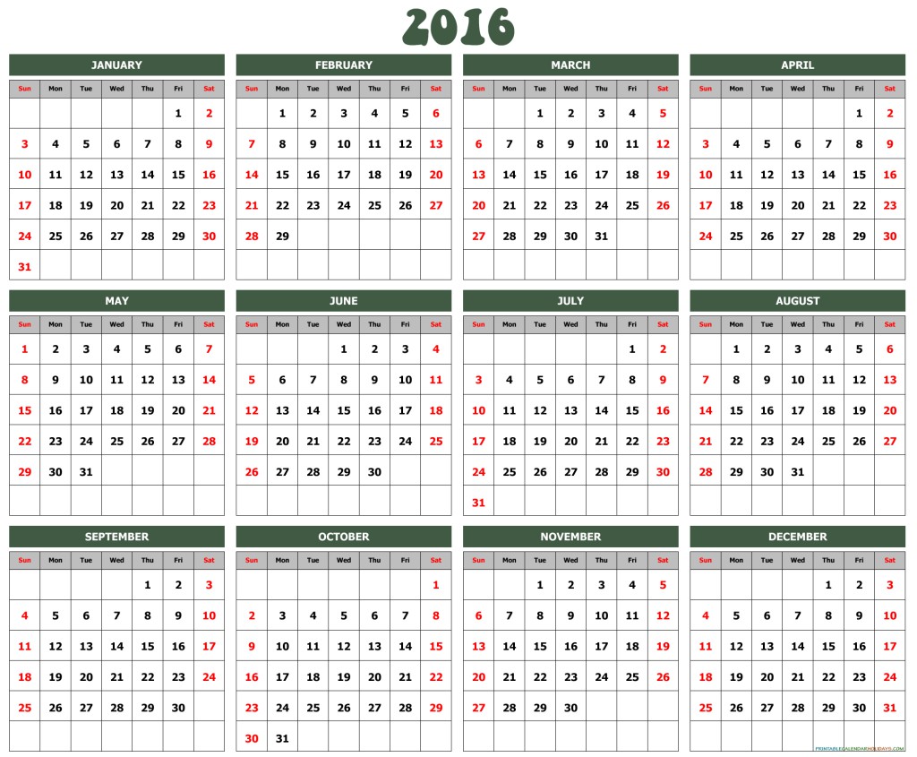 2016 yearly calendar archives free printable calendar