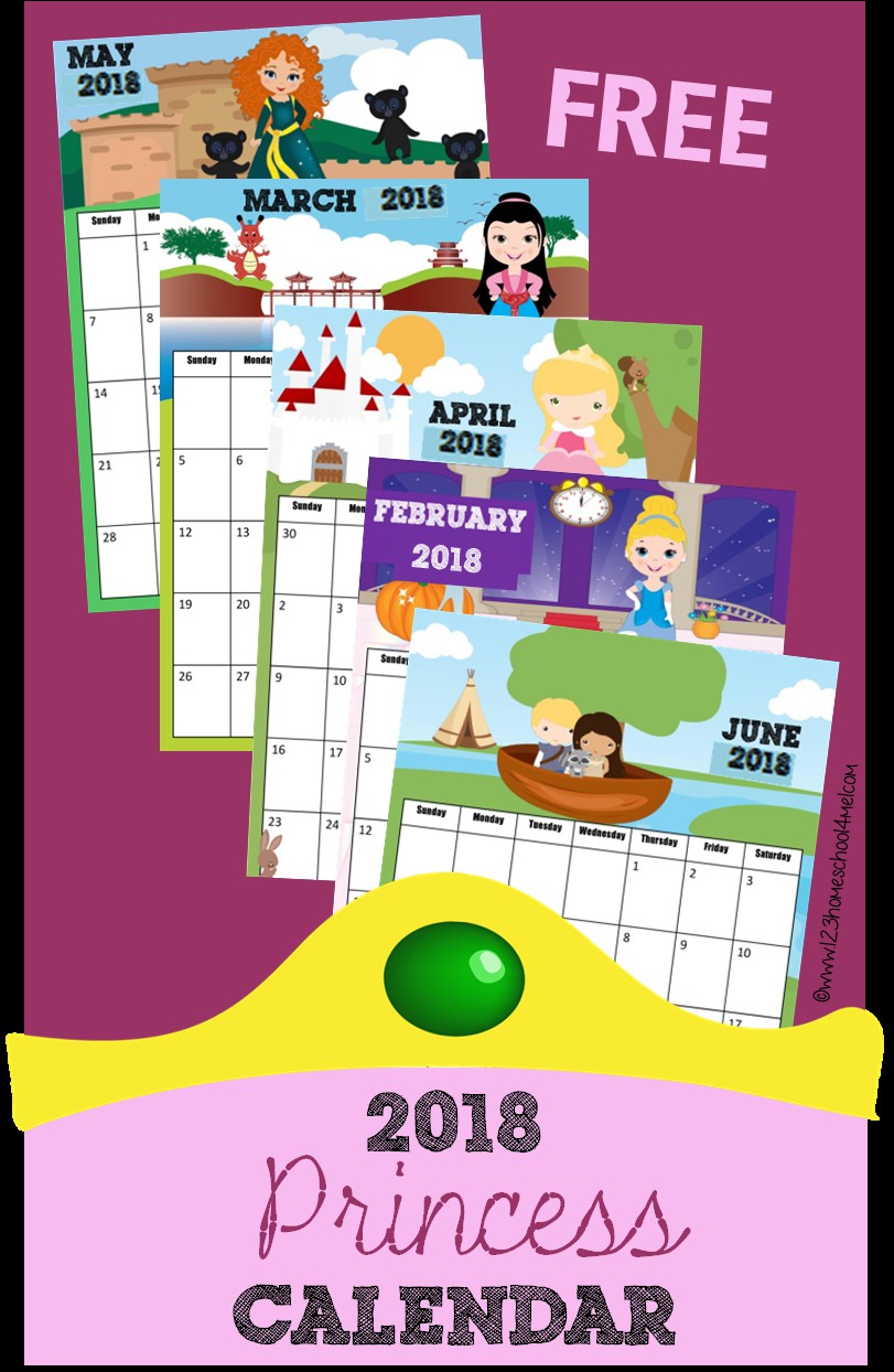 free printable princess calendar