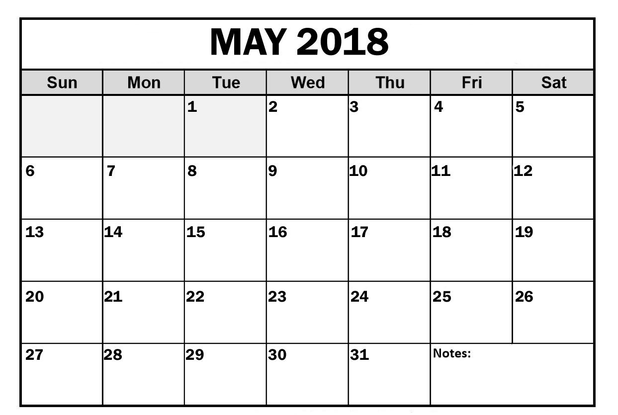 may 2018 calendar editable printable