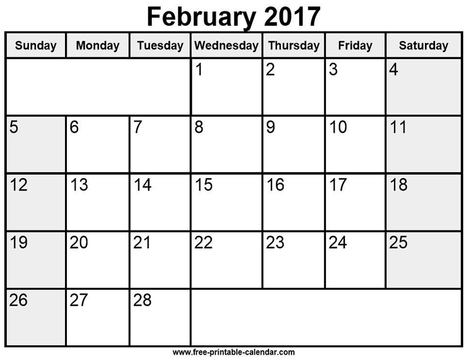 printable february 2017 calendar