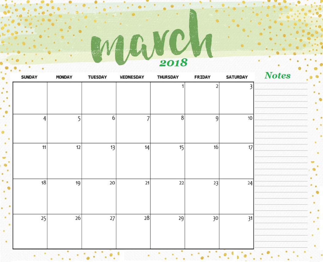printable march 2018 calendar a4