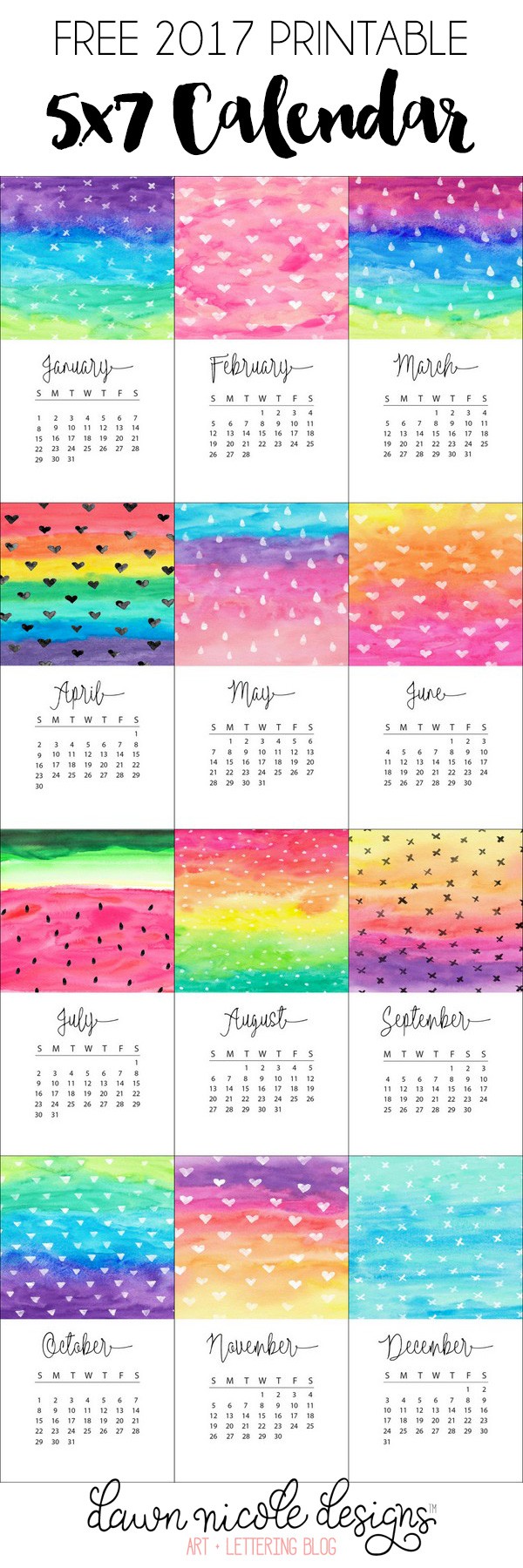 free printable 2017 mini calendar dawn nicole designs