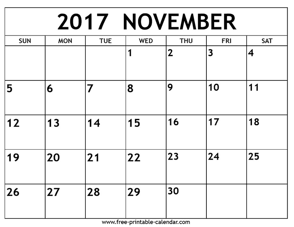 november 2017 calendar free printable calendar com