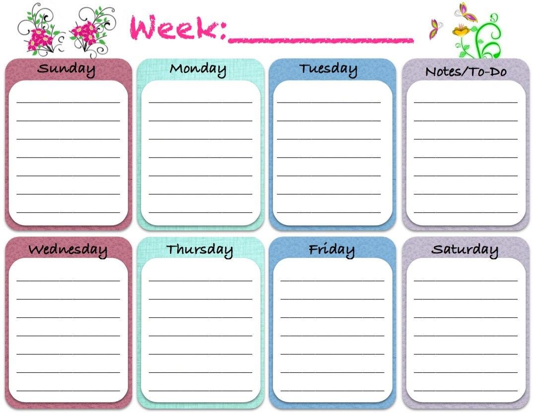 weekly blank calendar template 5 calendar pinterest