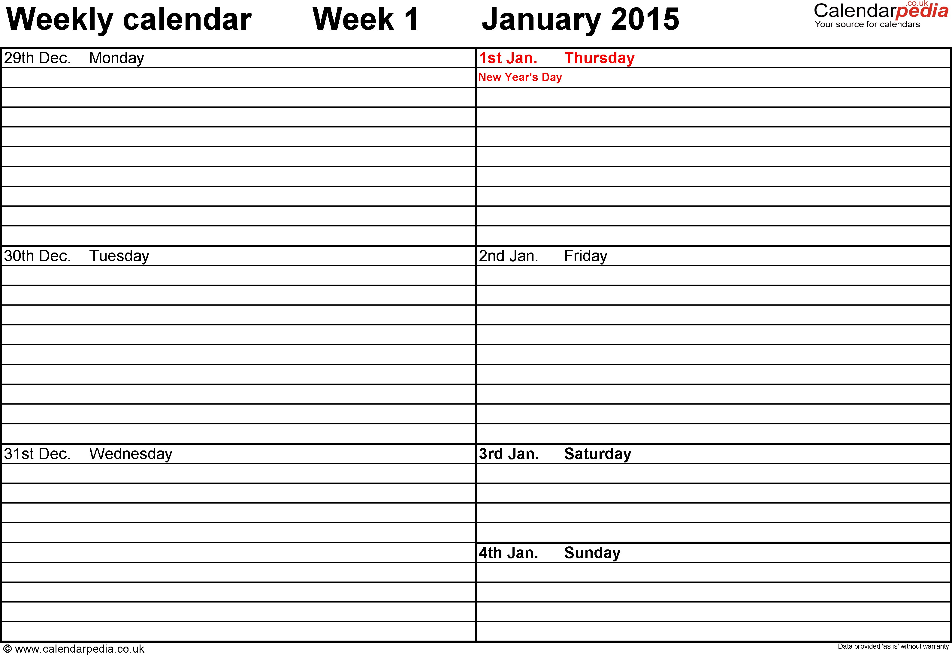 weekly calendar pdf weekly calendar template