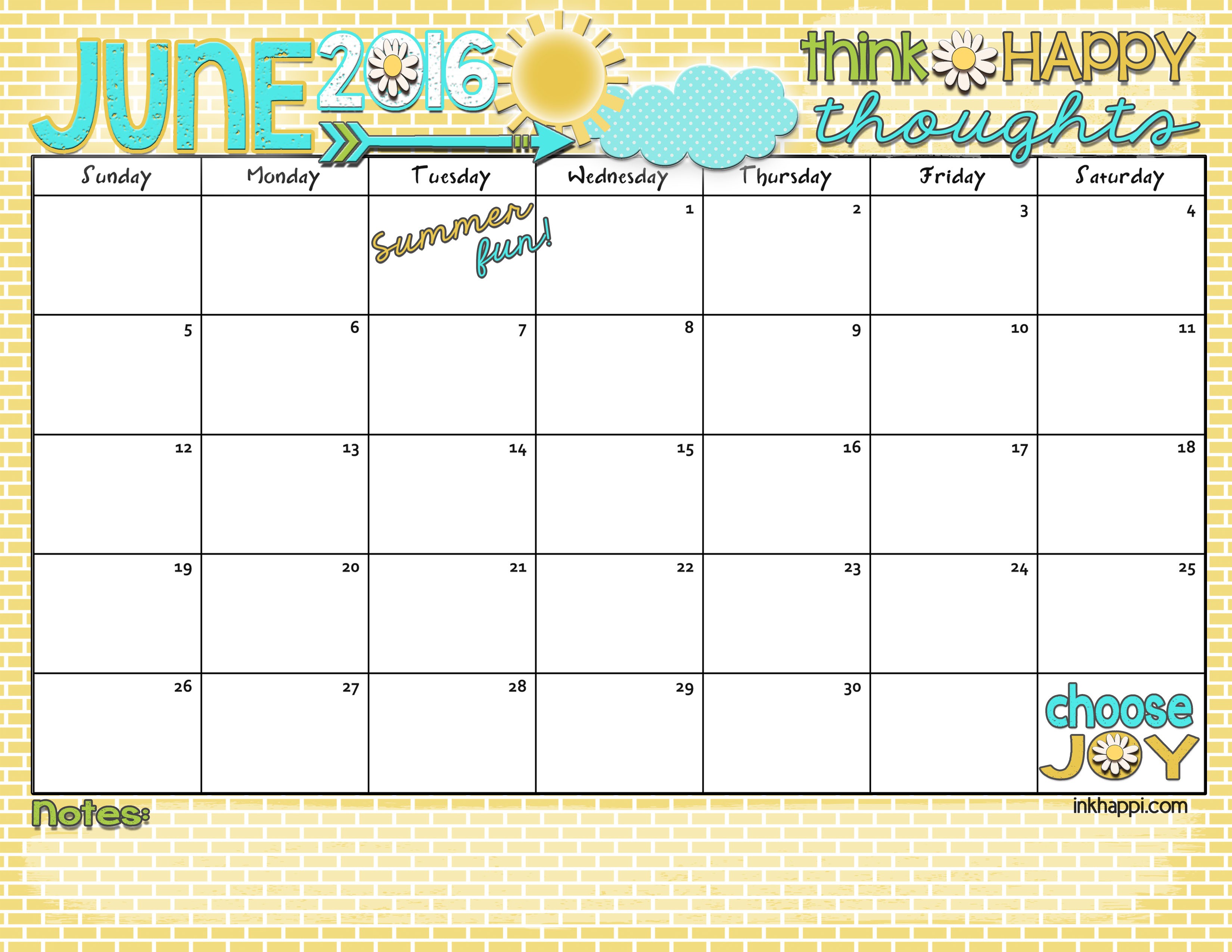 june 2016 calendar lets have some summer fun inkhappi