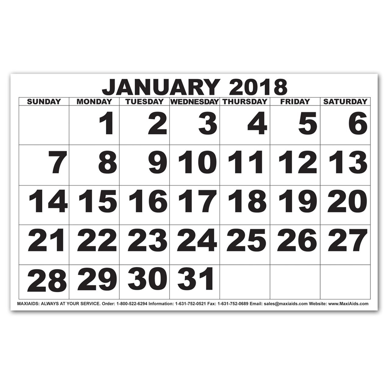 2018 large print printable calendar seven photo