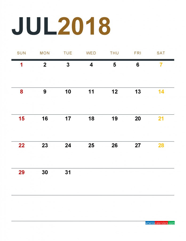 july 2018 calendar printable as pdf and image 1 month 1