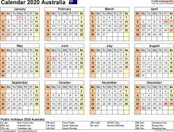 australia calendar 2020 free printable excel templates