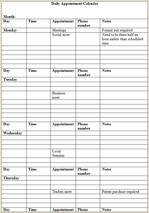 5 printable appointment calendar ganttchart template