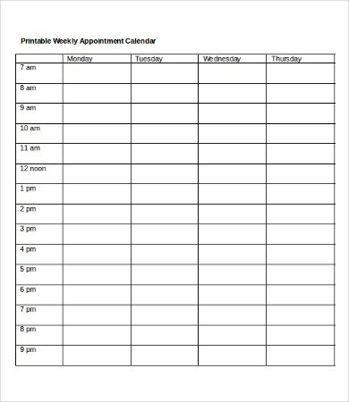 9 printable weekly calendar templates free sample
