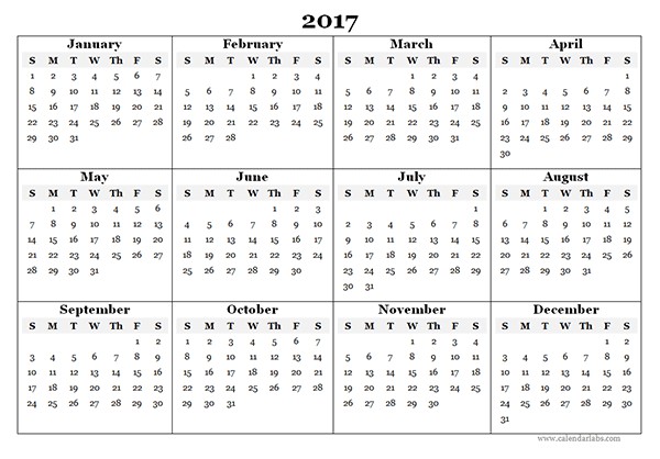 2017 blank yearly calendar template free printable templates