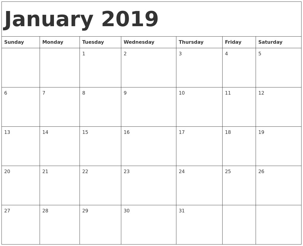 january 2019 calendar template 2018 calendar printable