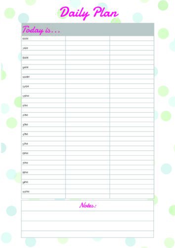 free printable daily calendar planner page