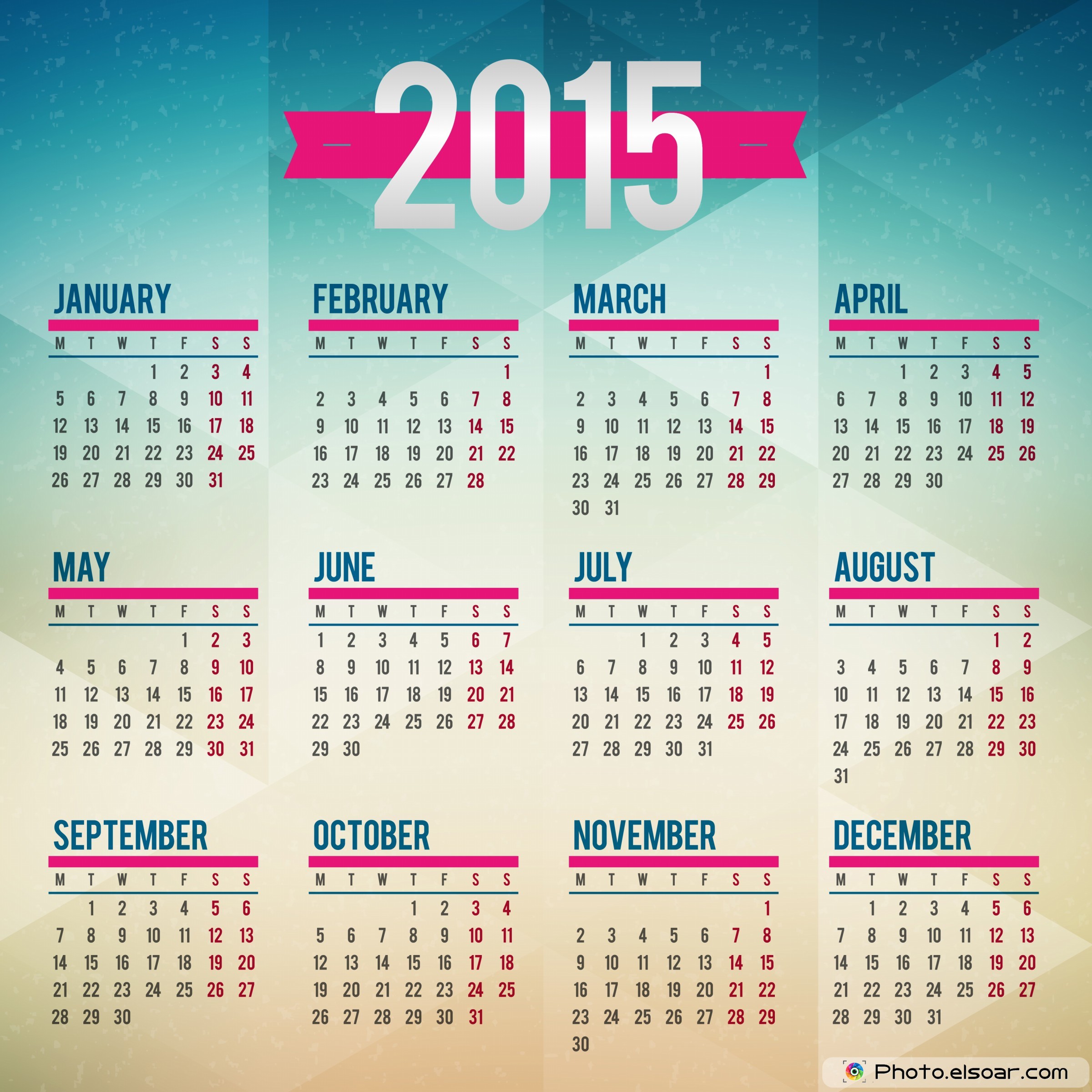 12 printable 2015 monthly calendar designs images 2016