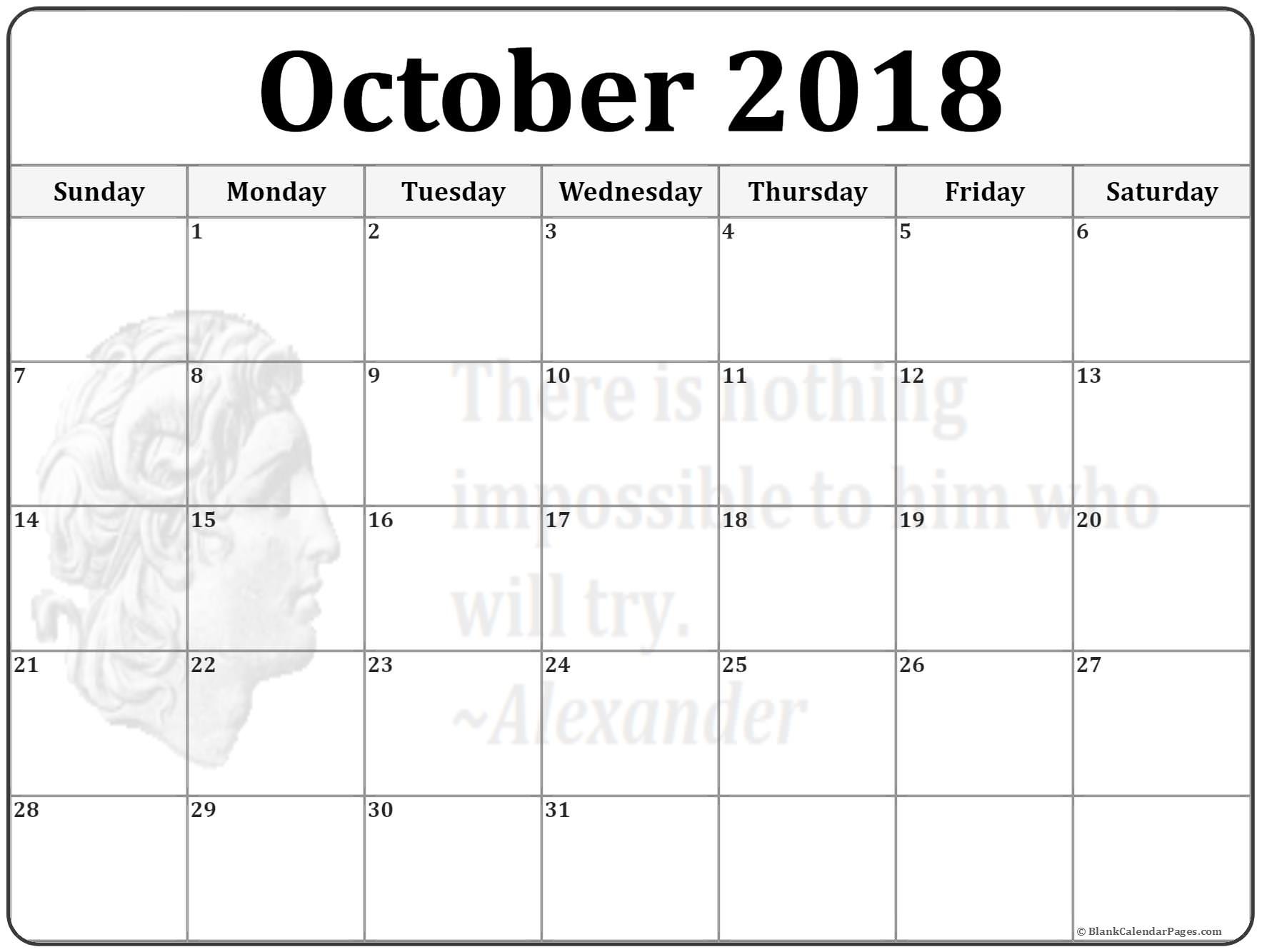 october 2018 calendar 56 templates of 2018 printable
