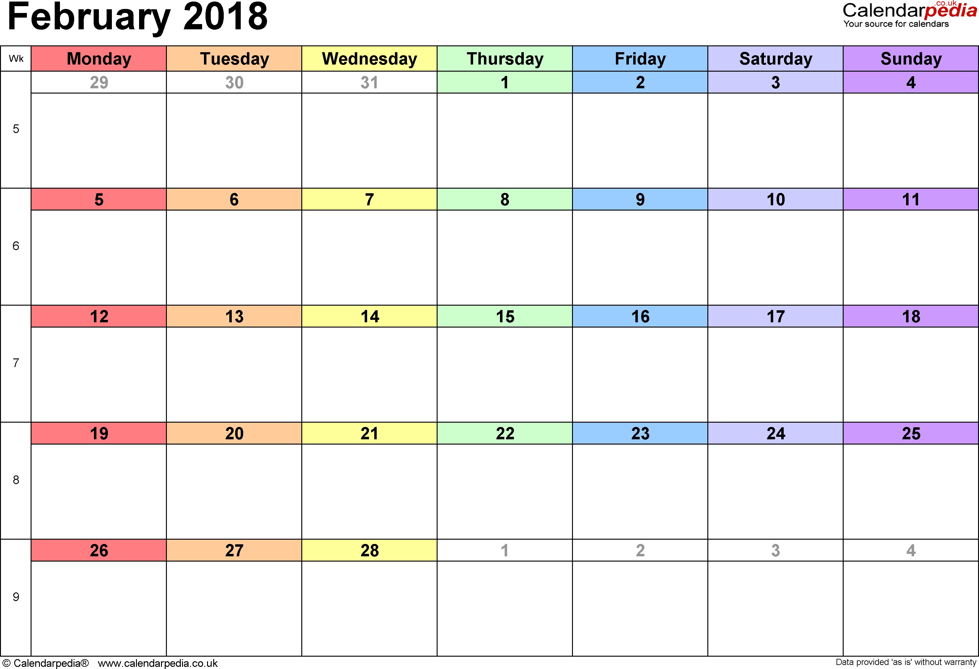 february 2018 calendar word blank calendar templates