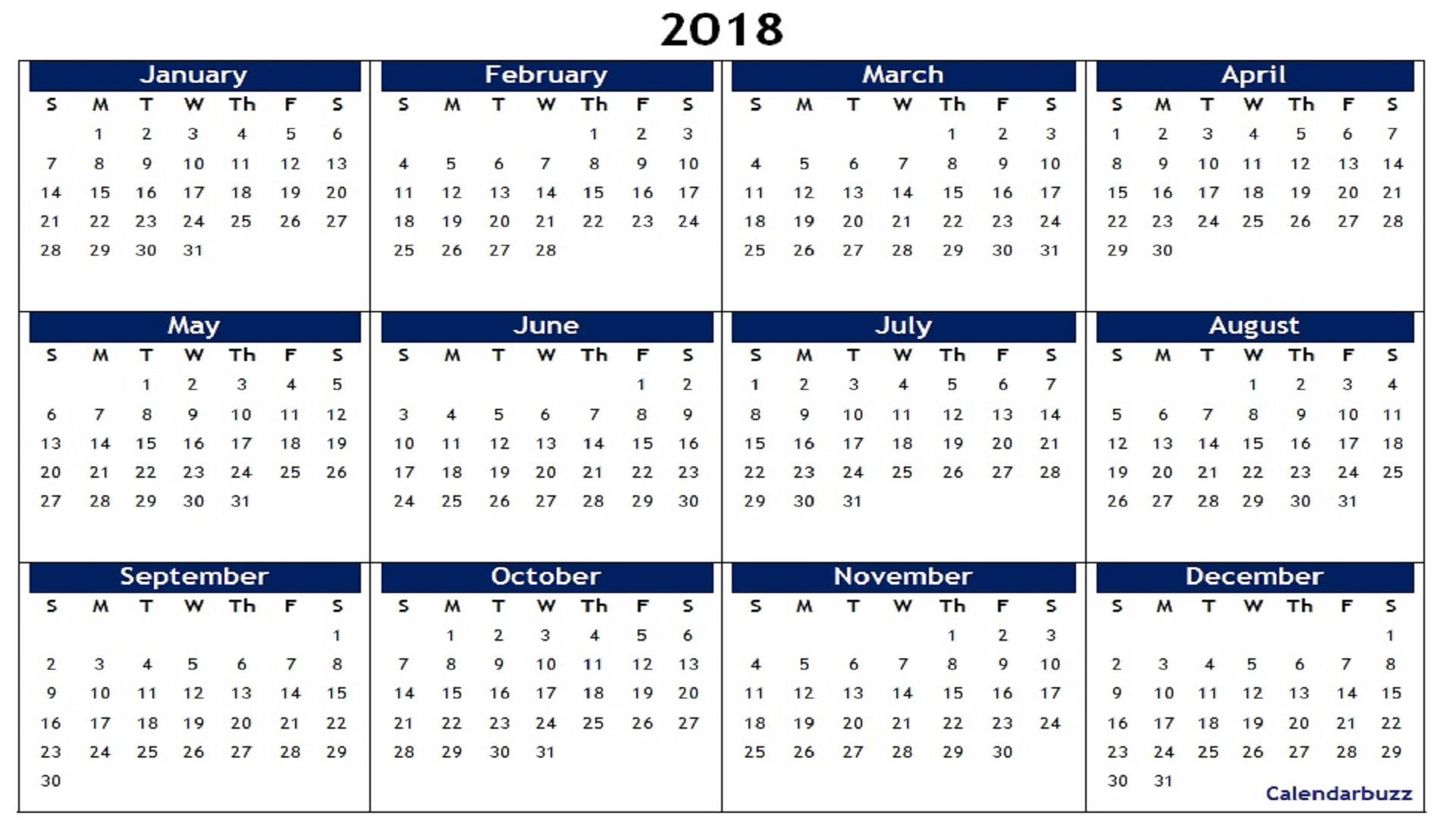2018 yearly calendar printable templates of word excel