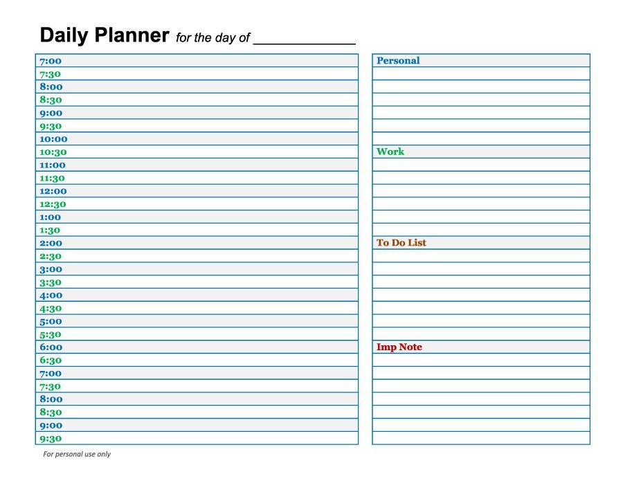 40 printable daily planner templates free template lab