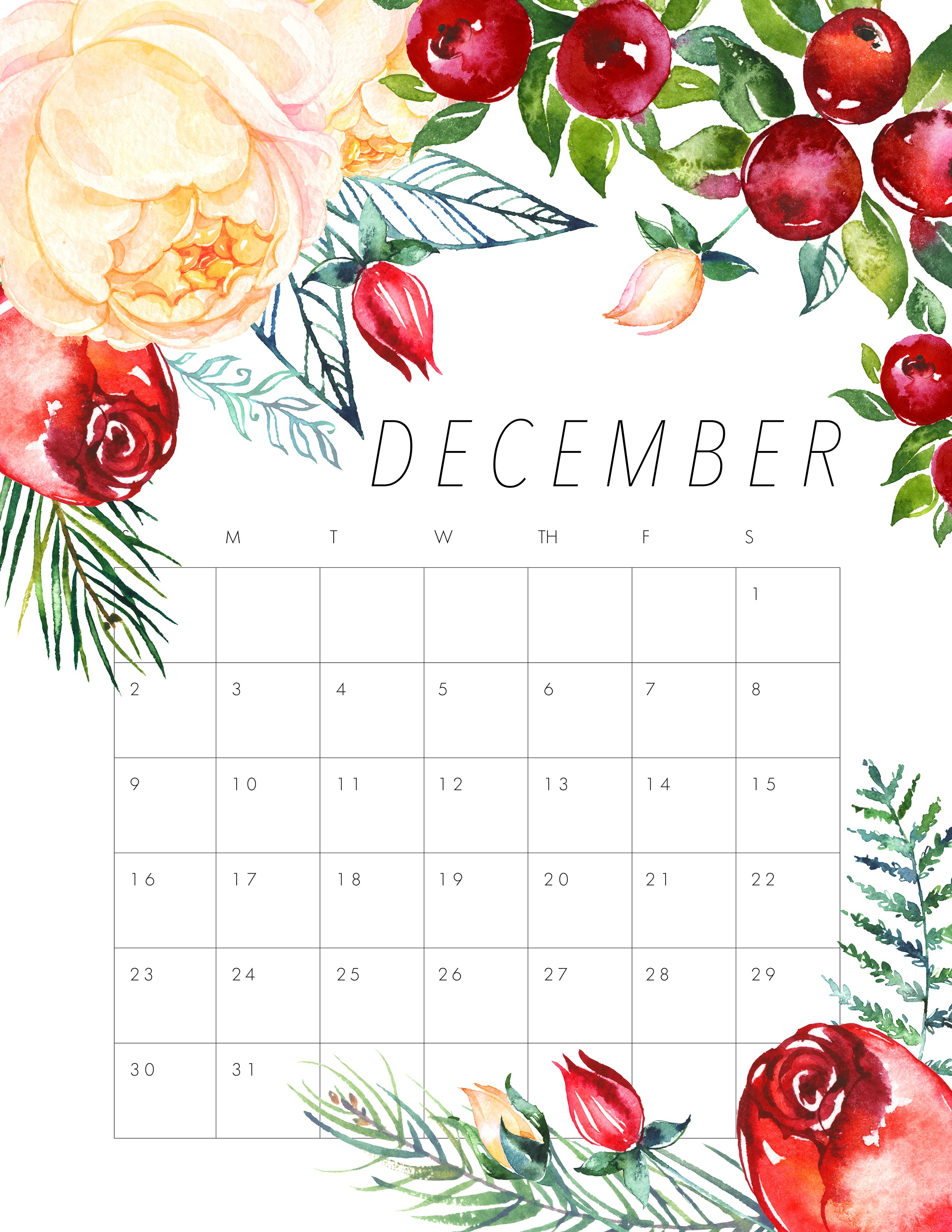 free printable 2018 floral calendar the cottage market