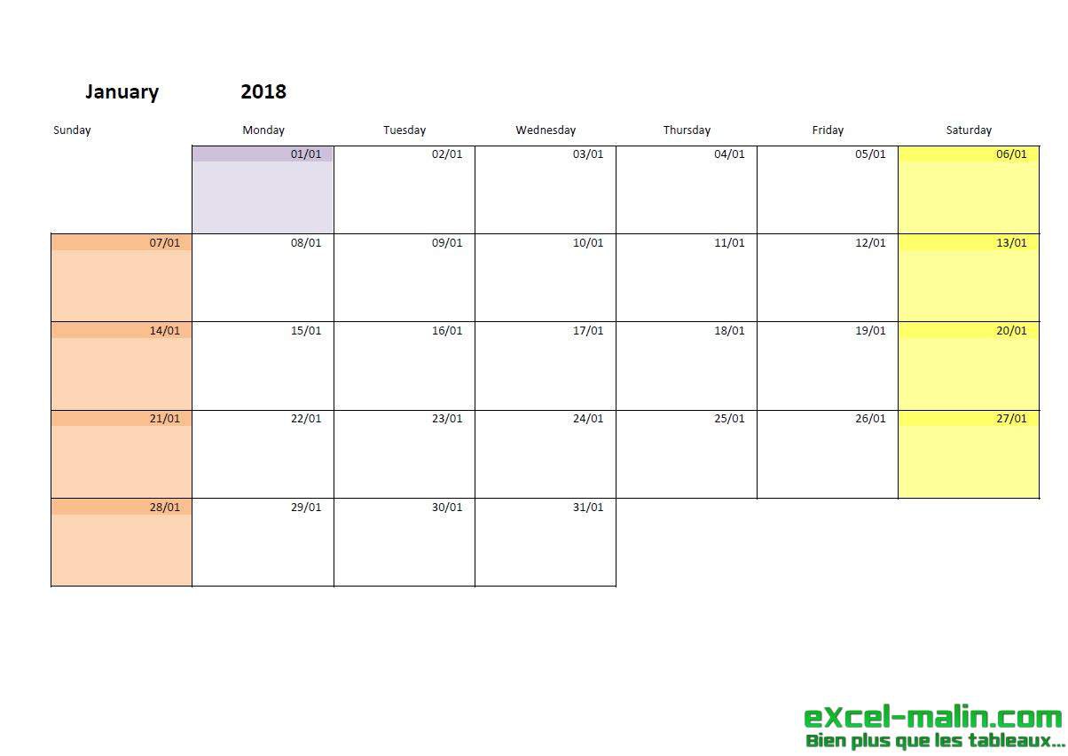 printable monthly calendar template for excel excel