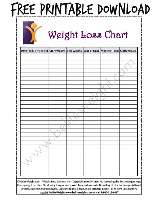 8 best images of weight loss charts printable monthly