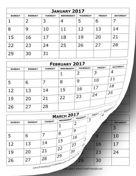 calendar 2016 printable 3 months per page calendar
