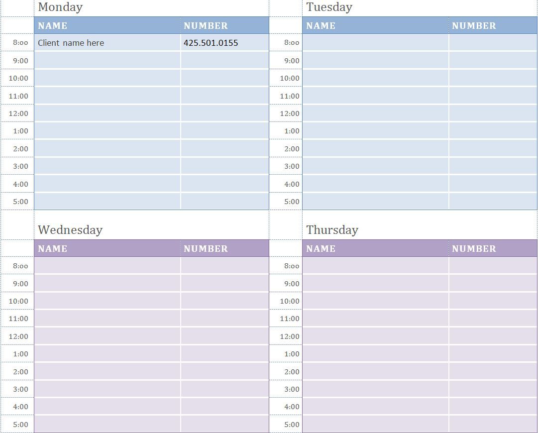 weekly appointment calendar weekly appointment calendar