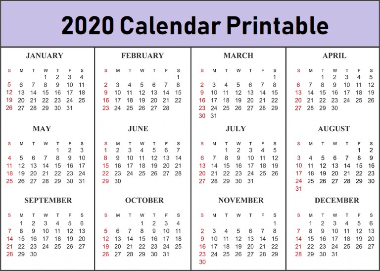 free blank printable calendar 2020 template in pdf excel