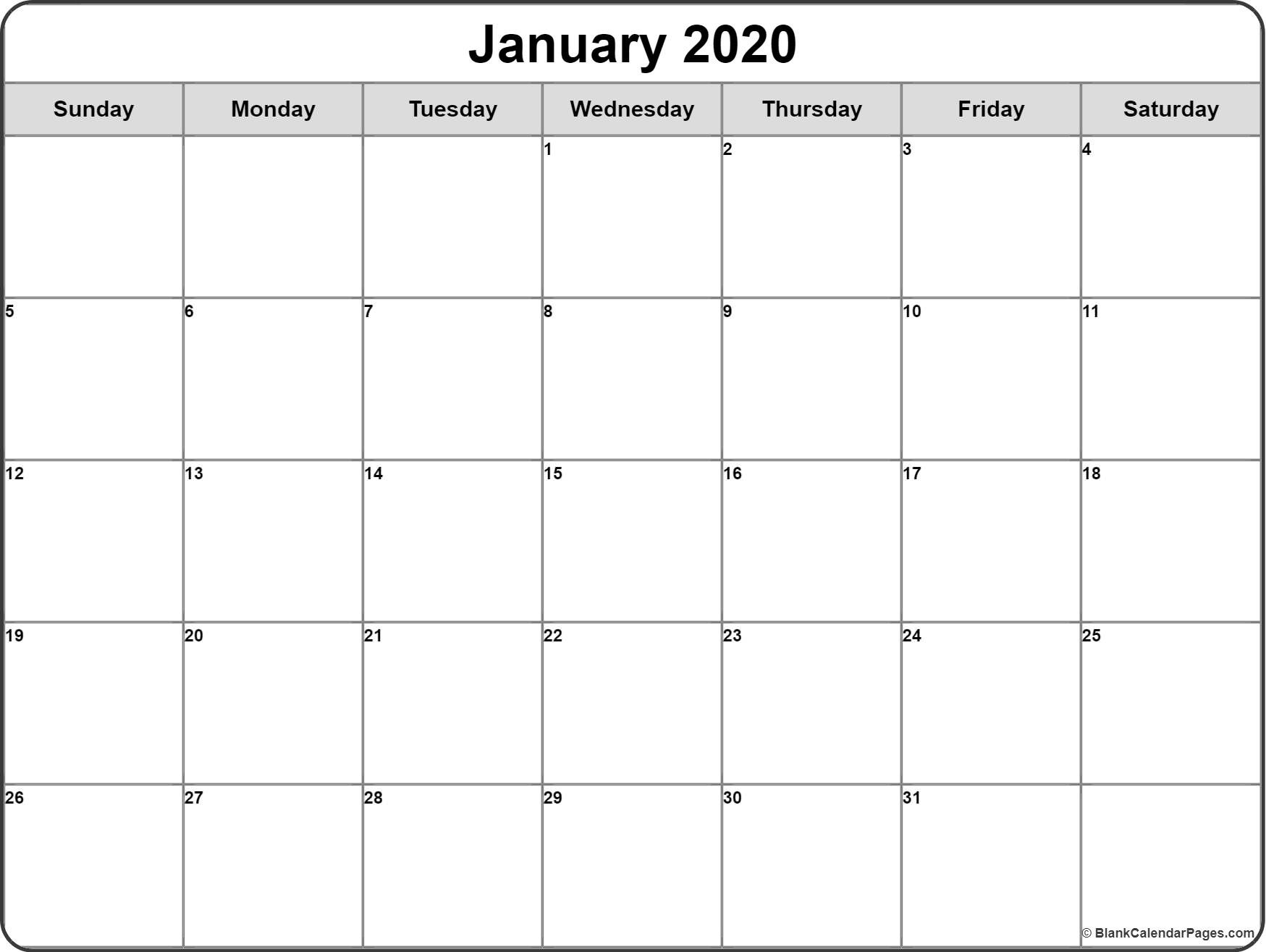 january 2020 calendar free printable monthly calendars