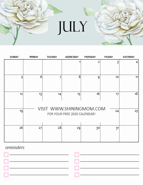 free calendar 2020 printable 12 cute monthly designs to love